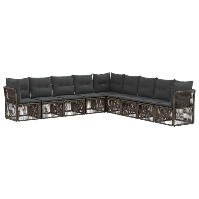 vidaXL Gartensofa-Set 9-Tlg Grau Poly-Rattan 3434246