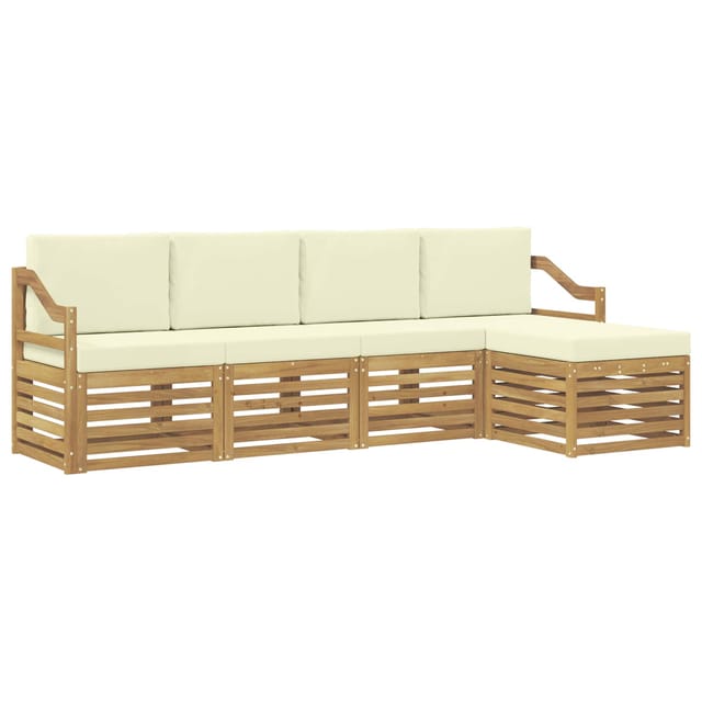 vidaXL Outdoor-Sofagarnitur 5-Tlg Weiß und Creme 245 x 122,5 x 73 cm 3391690