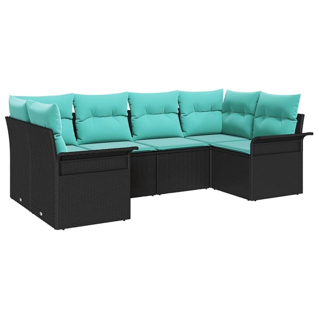 vidaXL Garten-Sofa-Set mit Speicher 6 Stk Schwarz Poly Rattan 3354175
