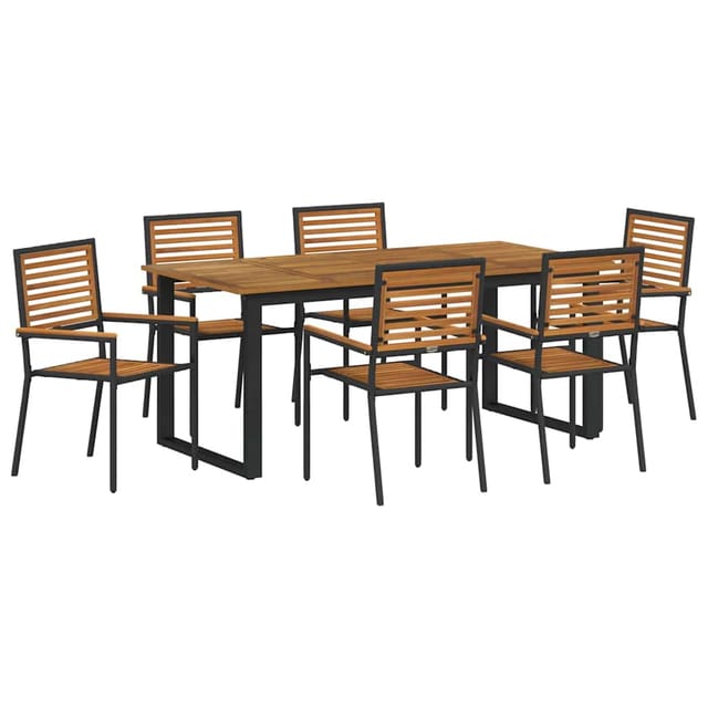 vidaXL Garten Essgruppe 7-Tlg Schwarz Massivholz Akazie 3365463