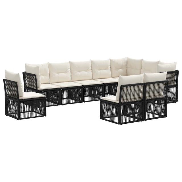 vidaXL Gartensofa-Set 10-Tlg Schwarz Poly-Rattan 3434251
