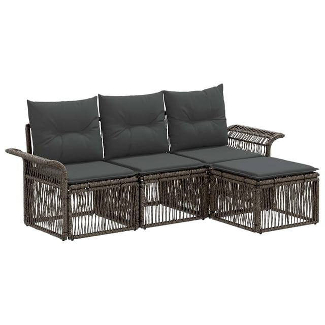 vidaXL Gartensofa-Set 4-Tlg Grau Poly-Rattan 3434810
