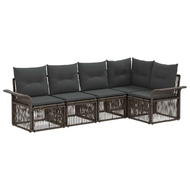 vidaXL Gartensofa-Set 5-Tlg Grau Poly-Rattan 3434828