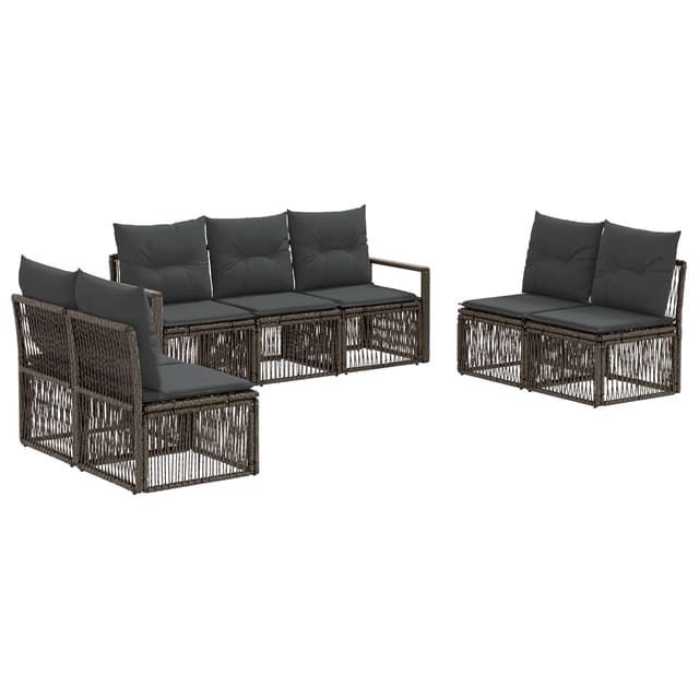 vidaXL Gartensofa-Set 7-Tlg Grau Poly-Rattan 3435680