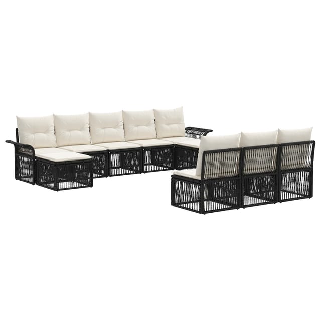 vidaXL Gartensofa-Set 10-Tlg Schwarz Poly-Rattan 3434950