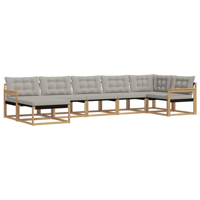 vidaXL Outdoor-Sofagarnitur 7-Tlg Weiß und Hellgrau 3388893
