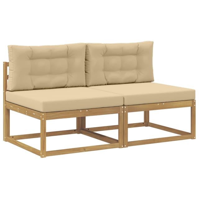 vidaXL 2 Stück Outdoor Mittelsofa Polyester Weiß 901544