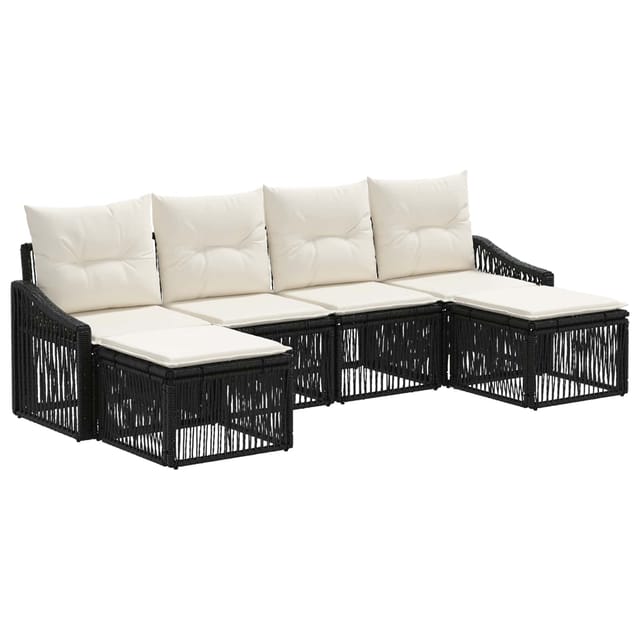 vidaXL Gartensofa-Set 6-Tlg Schwarz Poly-Rattan 3436084