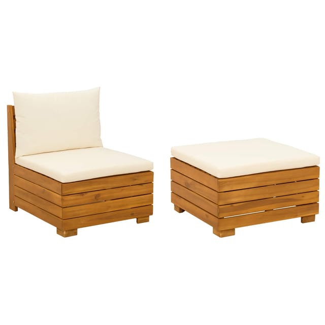 vidaXL Garten-Lounge-Set mit Kissen 2 Stück Braun Massivholz Akazie 42022434