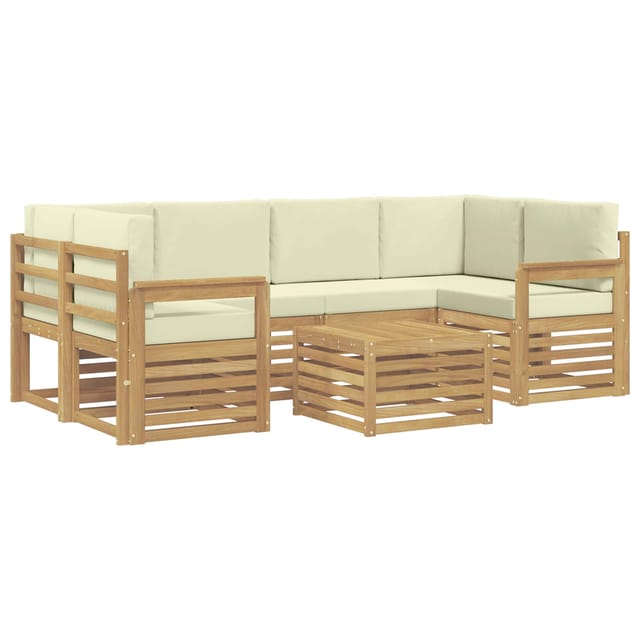 vidaXL Outdoor-Sofagarnitur mit Kissen 7-Tlg Weiß und Creme Polyester 3391460