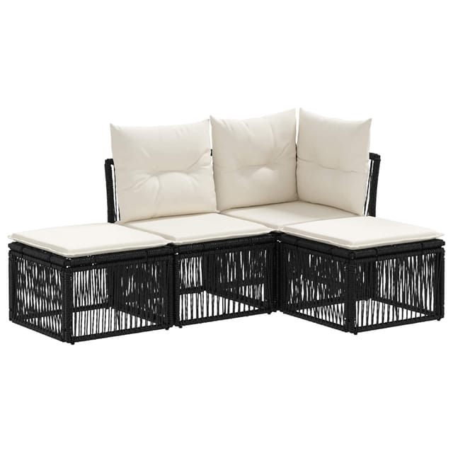 vidaXL Gartensofa-Set 4-Tlg Schwarz Poly-Rattan 3434179