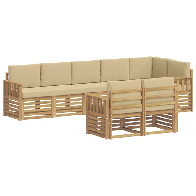 vidaXL Outdoor-Sofagarnitur 8-Tlg Weiß und Beige 306 x 128,5 x 73 cm 3392028