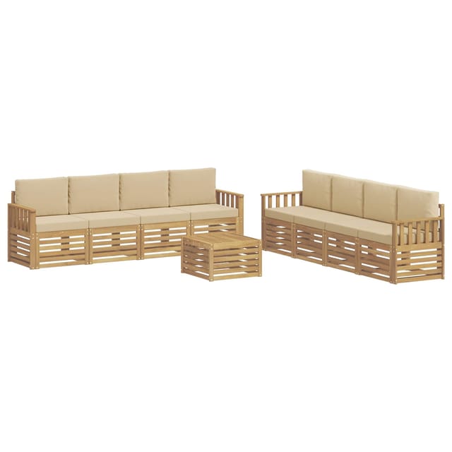 vidaXL Outdoor-Sofagarnitur 9-Tlg Weiß und Beige 59 x 59 x 37 cm 3391588