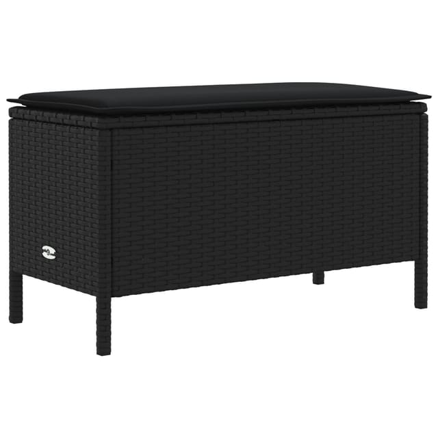 vidaXL Garten-Fußhocker mit Kissen Schwarz 80 x 38 x 45 cm PE-Rattan 42025397