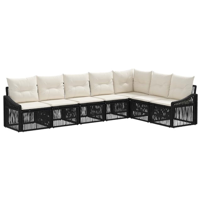 vidaXL Gartensofa-Set 7-Tlg Schwarz Poly-Rattan 3436015