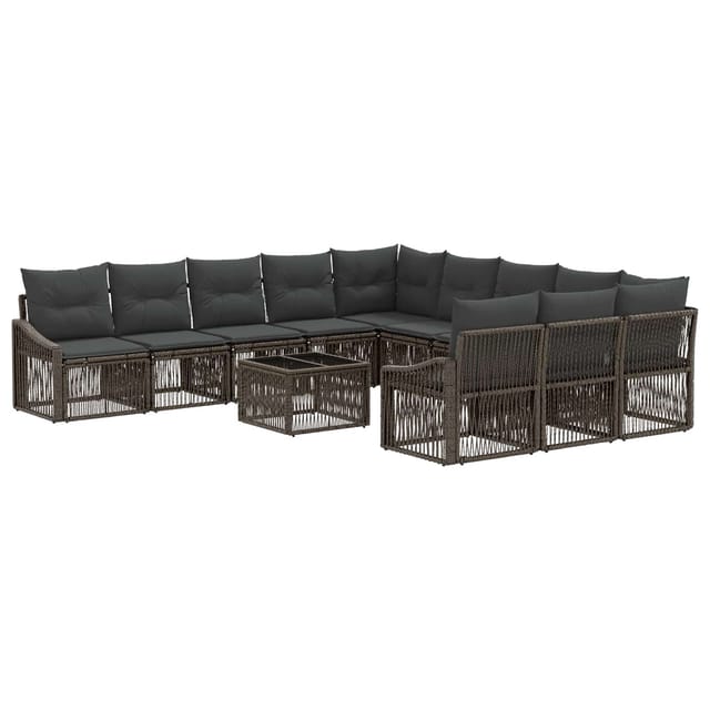 vidaXL Gartensofa-set 12 Stk Grau Poly-Rattan 3436148