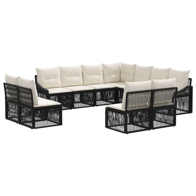vidaXL Gartensofa-Set 11-Tlg Schwarz Poly-Rattan 3436039