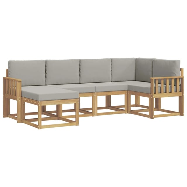vidaXL Outdoor-Sofagarnitur 6-Tlg Weiß und Hellgrau 3387870