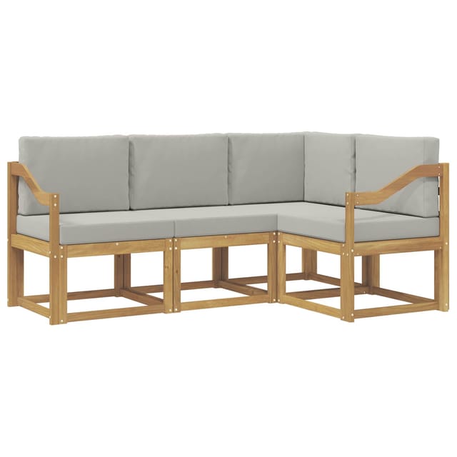 vidaXL Outdoor-Sofagarnitur 4-Tlg Weiß und Hellgrau 3387575