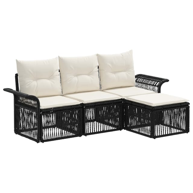 vidaXL Gartensofa-Set 4-Tlg Schwarz Poly-Rattan 3434809