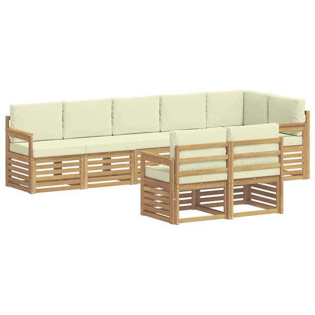 vidaXL Outdoor-Sofagarnitur 8-Tlg Weiß und Creme 306 x 128,5 x 73 cm 3392020
