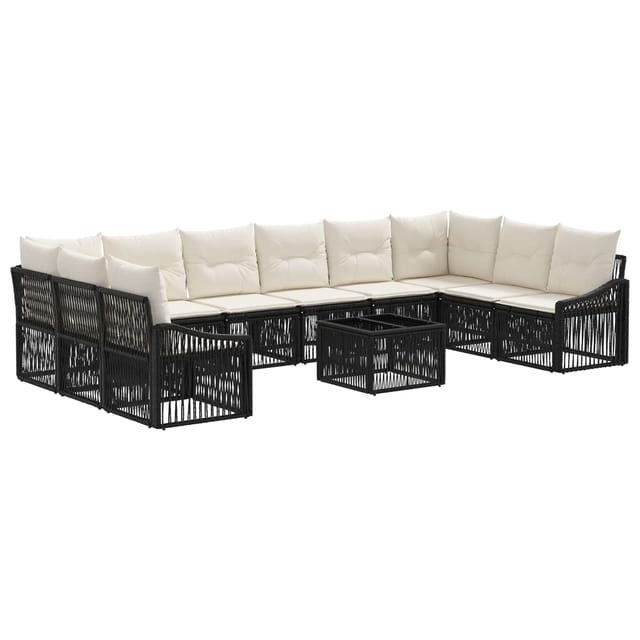 vidaXL Gartensofa-set 11 Stk Schwarz Poly-Rattan 3436117