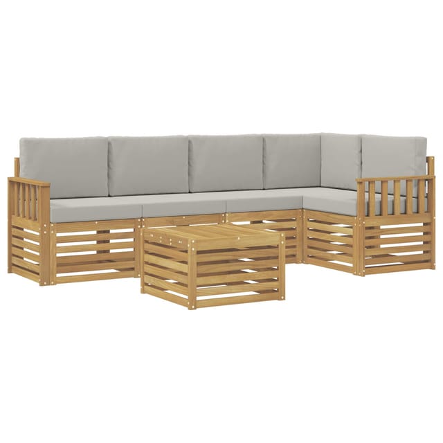vidaXL Outdoor-Sofagarnitur 6-Tlg Weiß und Hellgrau 59 x 59 x 37 cm 3391866