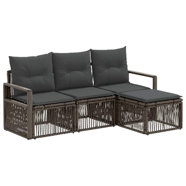 vidaXL Gartensofa-Set 4-Tlg Grau Poly-Rattan 3435692