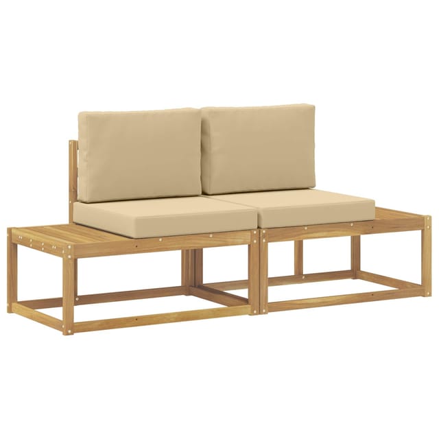 vidaXL Outdoor End Sofa mit Kissen 2 Stück Weiß Massivholz Akazie 901486