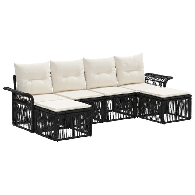 vidaXL Gartensofa-Set 6-Tlg Schwarz Poly-Rattan 3434908