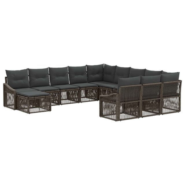 vidaXL Gartensofa-Set 12-Tlg Grau Poly-Rattan 3436211