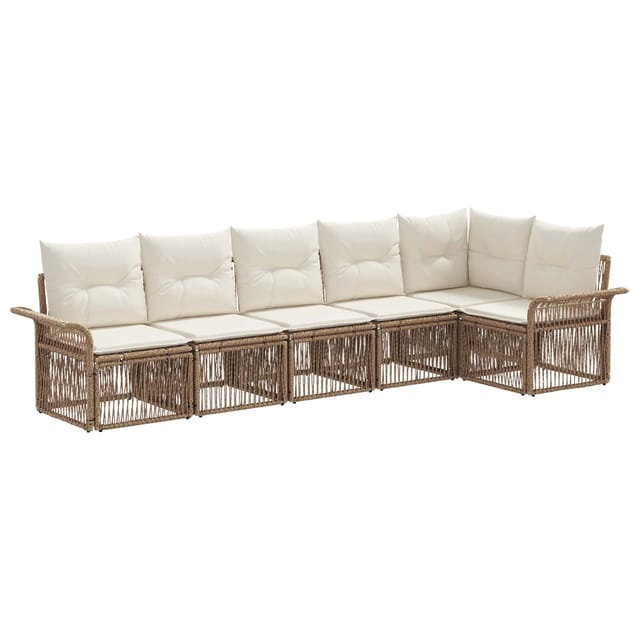 vidaXL Gartensofa-Set 6-Tlg Beige Poly-Rattan 3434835
