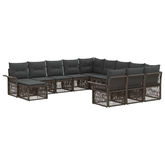 vidaXL Gartensofa-Set 12-Tlg Grau und Dunkelgrau Poly-Rattan 3435035