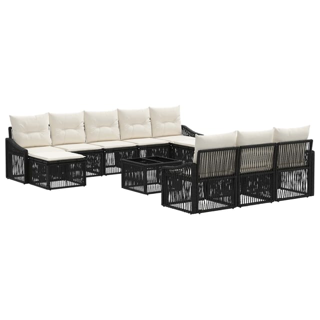 vidaXL Gartensofa-set 11 Stk Schwarz Poly-Rattan 3436141