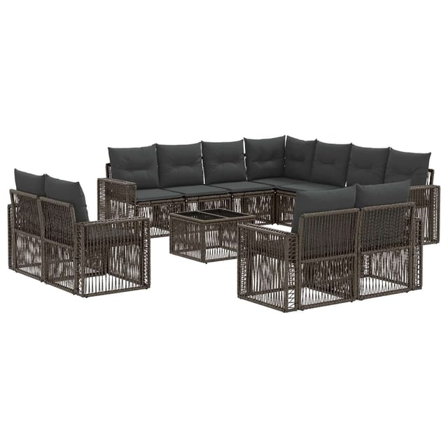 vidaXL Gartensofa-Set 12-Tlg Grau und Dunkelgrau Poly-Rattan 3435296