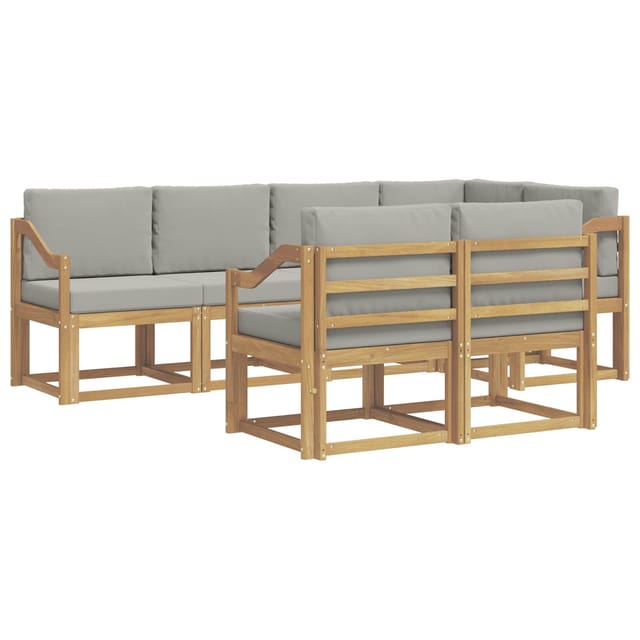 vidaXL Outdoor-Sofagarnitur mit Kissen 7-Tlg Weiß und Hellgrau 3387785