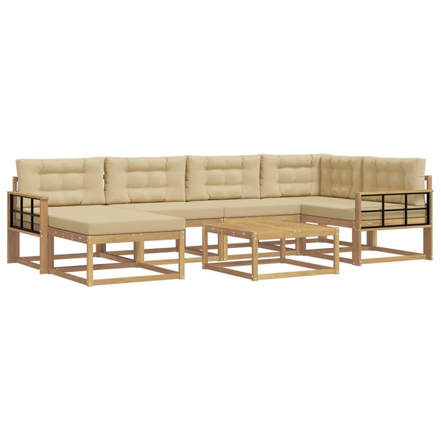 vidaXL Outdoor-Sofagarnitur 7 Stk Weiß und Beige 3386737
