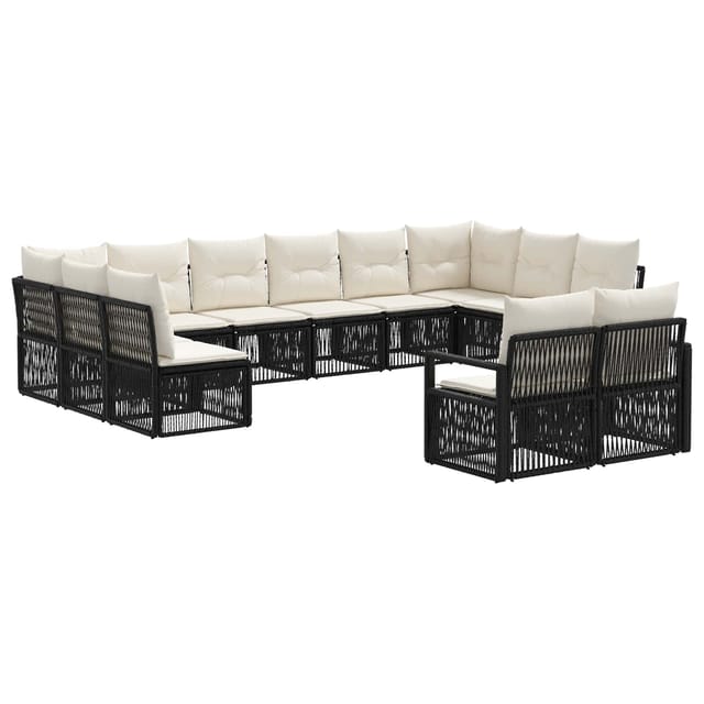 vidaXL Gartensofa-Set 12-Tlg Schwarz Poly-Rattan 3435856