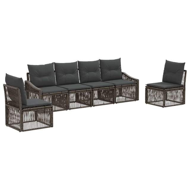 vidaXL Gartensofa-Set 6-Tlg Grau Poly-Rattan 3435968