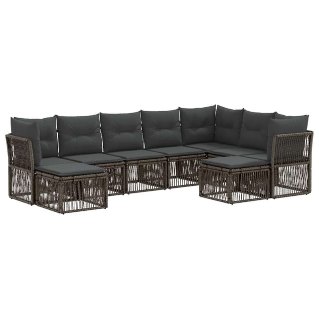 vidaXL Gartensofa-Set 9-Tlg Grau Poly-Rattan 3434441