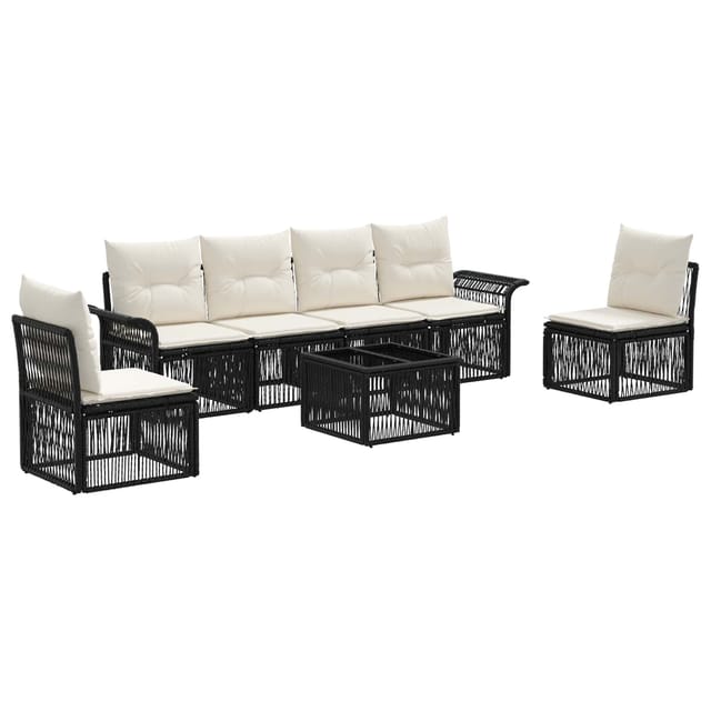 vidaXL Gartensofa-Set 7-Tlg Schwarz Poly-Rattan 3434794