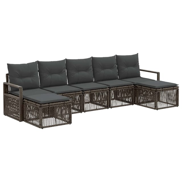 vidaXL Gartensofa-Set 7-Tlg Grau Poly-Rattan 3435797