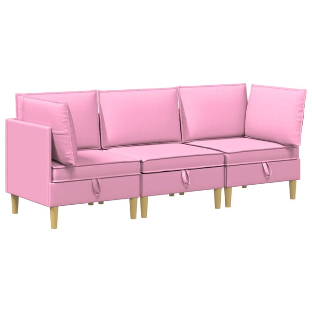 vidaXL Wohnzimmergarnitur mit Kissen mit Speicher 3 Stk Rosa Stoff 3413723