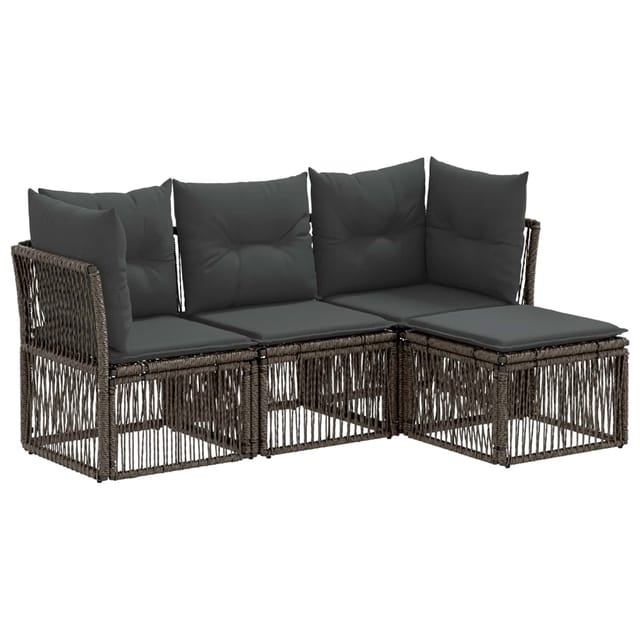 vidaXL Gartensofa-Set 4-Tlg Grau Poly-Rattan 3434198
