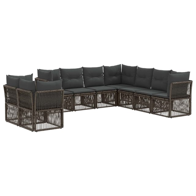 vidaXL Gartensofa-Set 9-Tlg Grau Poly-Rattan 3434264