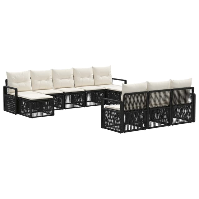 vidaXL Gartensofa-Set 10-Tlg Schwarz Poly-Rattan 3435844