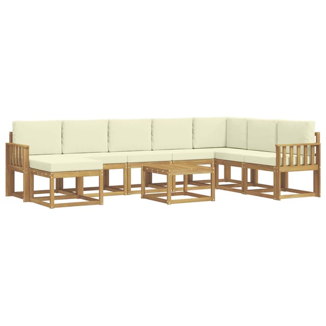 vidaXL Outdoor-Sofagarnitur mit Kissen 9-Tlg Weiß und Creme 3388079