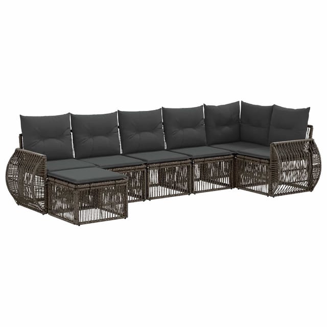 vidaXL Gartensofa-Set 7-Tlg Grau und Dunkelgrau Poly-Rattan 3435491