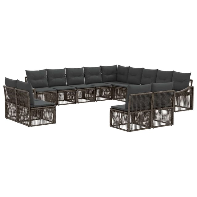 vidaXL Gartensofa-Set 13-Tlg Grau Poly-Rattan 3436169
