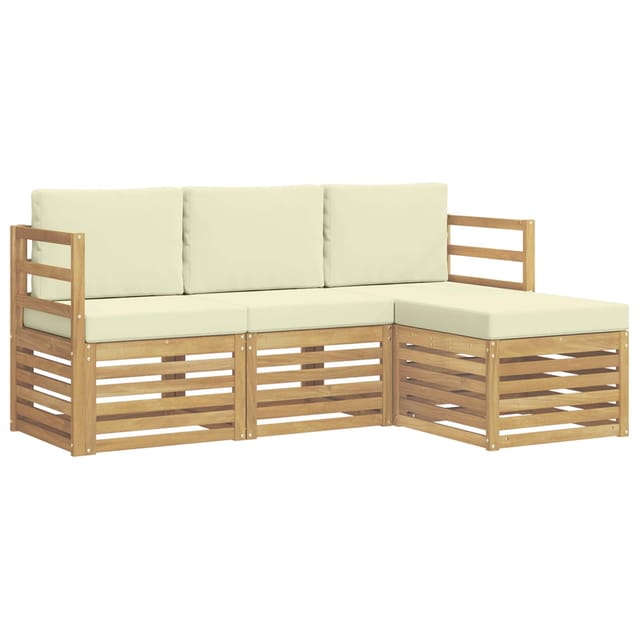vidaXL Outdoor-Sofagarnitur 4-Tlg Weiß und Creme 185,5 x 122,5 x 73 cm 3391615